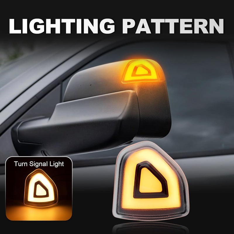 Aexploer Side Tow Mirror Turn Signal Lights LED Compatible with Ram 1500 2010-2023/for Ram 1500 Classic 2019-2022/for Ram 2500 2010-2018/for Ram 3500 2010-2021 Amber Yellow Blink Marker (Clear Len) - Image 2